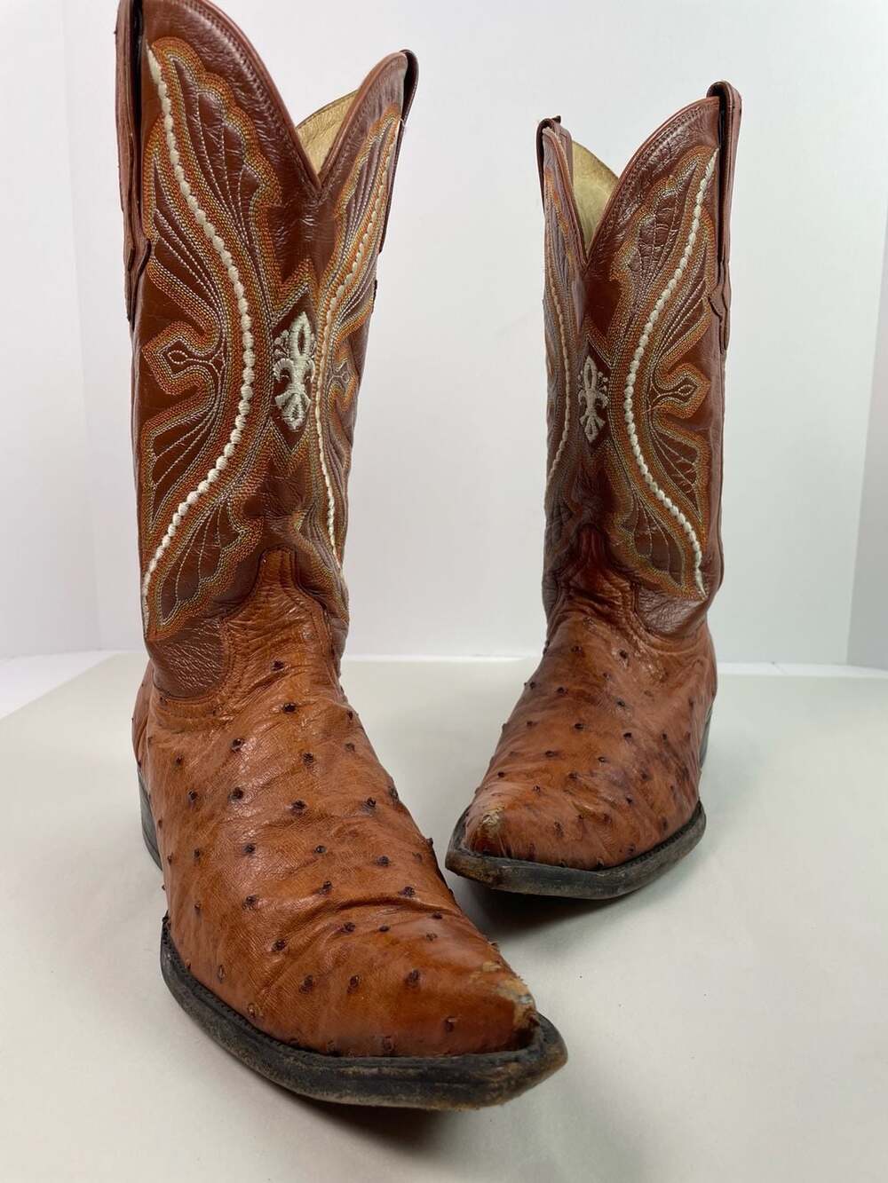 Rodeo Cognac Full Quill Ostrich Western Cowboy Boots Size 27